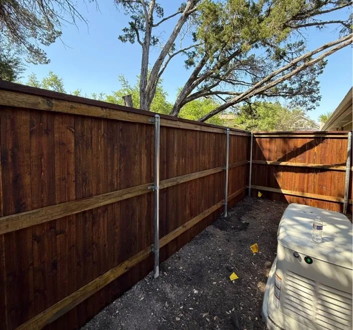 Cedar fence framing with metal posts